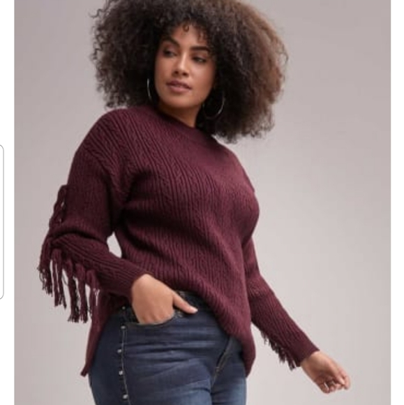 ❣ Racheal Roy trendy plus size tassel trim sweater - Picture 2 of 7